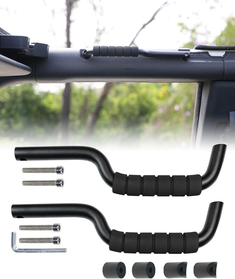 ROADER Roll Bar Grab Handles for Ford Bronco 2021 2022 2023 2024 2025 Front Seat 2/4 Door Soft & Hard Top, Interior Accessories Aluminum Alloy Front Seat Grip Handle, 2PCS(Black) - Image 1
